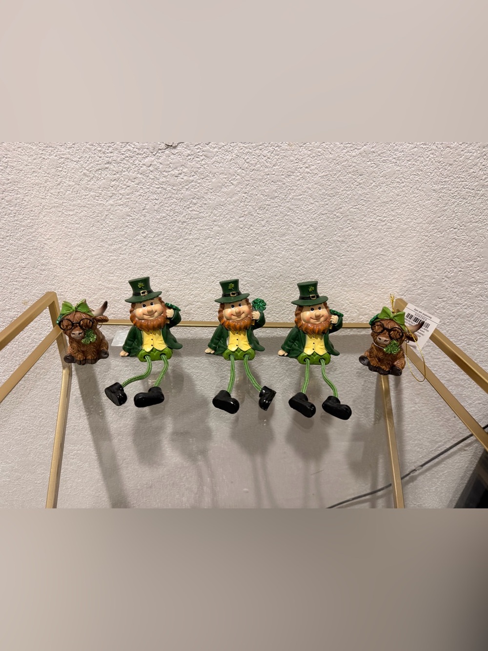 Leprechaun Set of 3– Home Decor and 2 Cute Highlander Cows with clovers 🍀